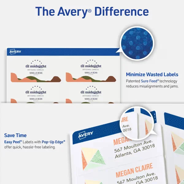 Avery&reg; Shipping Labels with Sure Feed&reg;, 2" x 4", Matte Clear, 250 Blank Mailing Labels (8663)