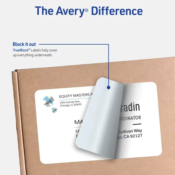 Avery&reg; Half-Sheet Shipping Labels, 5-1/2" x 8-1/2", White, 200 Blank Mailing Labels (5126)