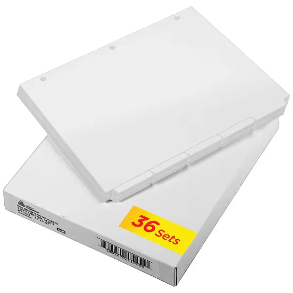 Avery&reg; Plain Tab Write-On Paper Dividers, 5-Tab Sets, White (36 Sets of 11505)