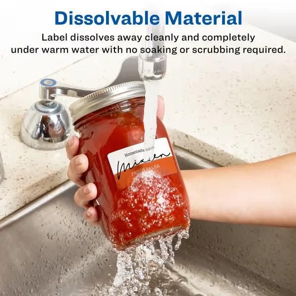 Avery&reg; 1-1/4" x 2-3/8" Dissolvable Rectangle Labels with Sure Feed&trade;, 90 Labels, Removable Adhesive, White (4224)