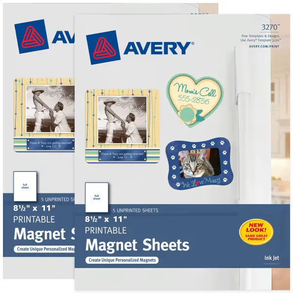 Magnet Sheets, 8-1/2" x 11", Inkjet Printers, 2 Packs, 10 Matte White Magnetic Sheets (5814)