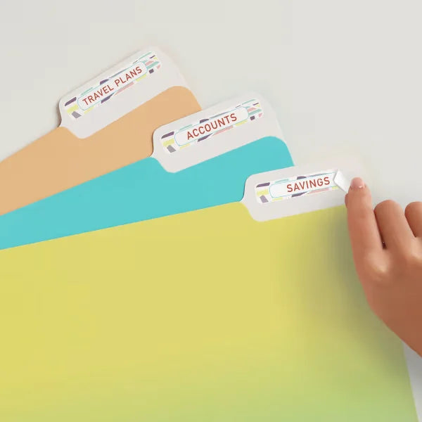 File Folder Labels on 4” x 6” Sheets, Removable Adhesive, White, 2/3” x 3-7/16”, 252 Labels (5230)