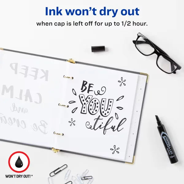 Avery&reg; Marks A Lot&reg; Permanent Markers, Regular Desk-Style Size, Chisel Tip, 1 Black Marker (07888)