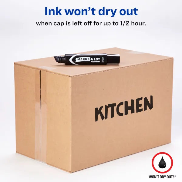 Avery&reg; Marks A Lot&reg; Permanent Markers, Jumbo Desk-Style Size, Chisel Tip, 1 Black Marker (24148)