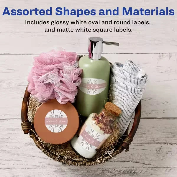 Avery&reg; Assorted Label Variety Pack with Sure Feed&trade;, Glossy White, 126 Labels, Permanent Adhesive (80510)