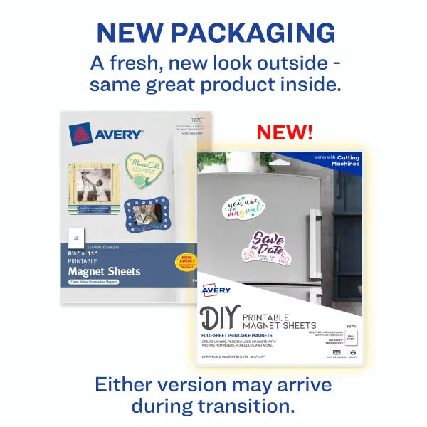 Printable Magnet Sheets, 8-1/2" x 11", Inkjet Printer, 5 Matte White Sheets (3270)