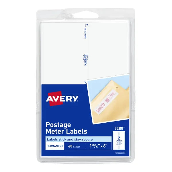 Avery&reg; Postage Meter Labels for Personal Post Office&reg;, 1-25/32" x 6", 60 Labels (5289)