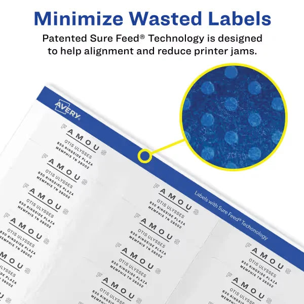Avery&reg; Easy Peel&reg; Return Address Labels, Sure Feed&trade; Technology, Permanent Adhesive, 2/3" x 1-3/4", 1,500 Labels (5195)