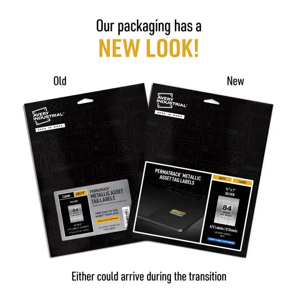 Avery&reg; PermaTrack&reg; Metallic Asset Tag Labels, 1/2" x 1", 672 Labels (60519)