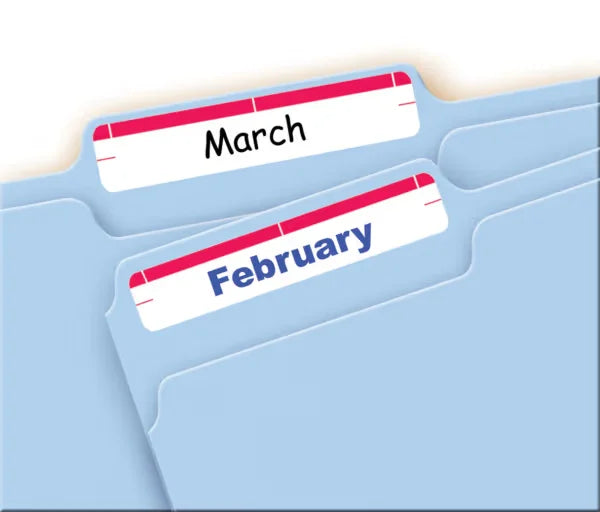 File Folder Labels on 4” x 6” Sheets, Easy Peel, White/Red, Print or Handwrite, 2/3” x 3-7/16”, 252 Labels (5201)