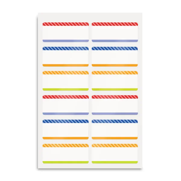 Avery&reg; No-Iron Fabric Name Labels, Playful Stripes Preprinted Designs, Handwrite Only, 3/4" x 1-3/4", 24 Preprinted Labels (40774)