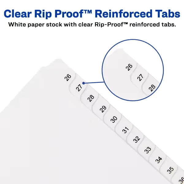 Avery&reg; 26-50 Legal Exhibit Dividers for 3 Ring Binders, 25-Tab Set, Allstate&reg; Style, 1 Binder Divider Set (01702)